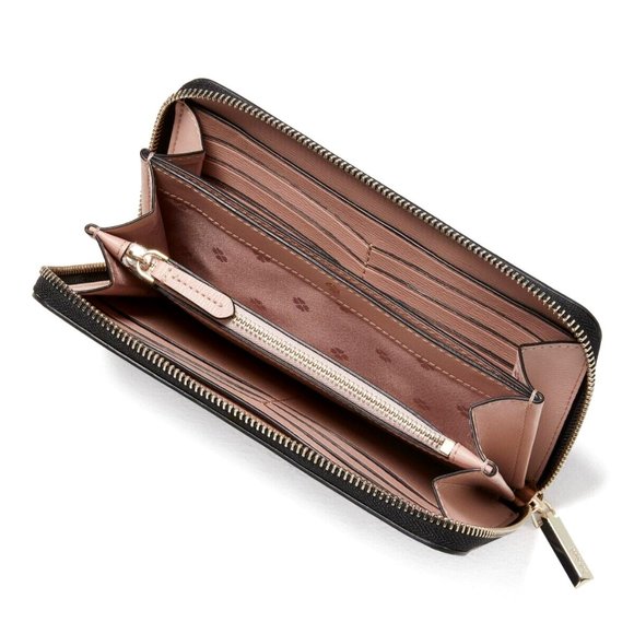 New Kate Spade Spencer Saffiano Leather Zip Around Continental Wallet Black - Picture 3 of 3